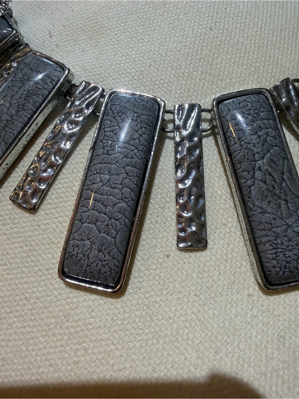 Modern Slate Gray Statement Necklace - Women's Jewelry - Picture 2 of 4